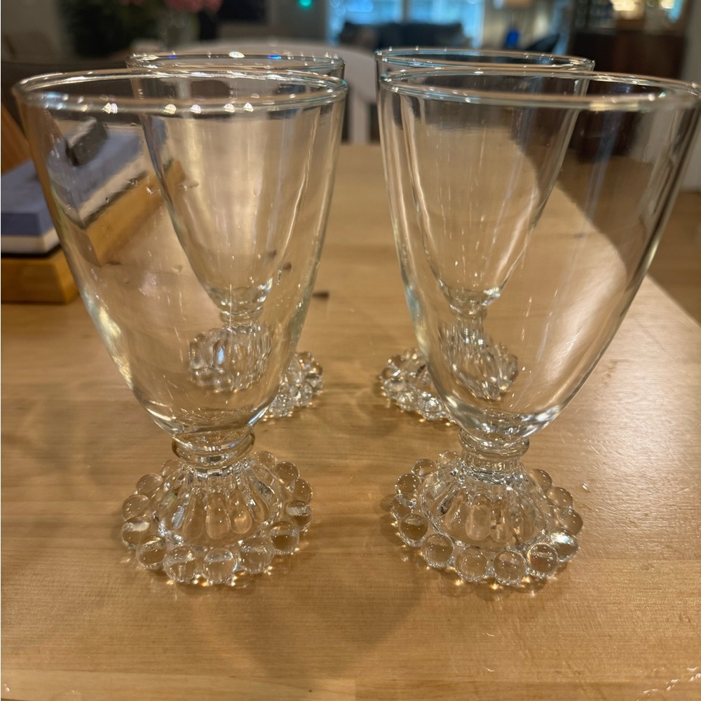 Anchor Hocking Vintage Boopie Tall Clear Glasses Set Of 4 Bubble‎ Rim